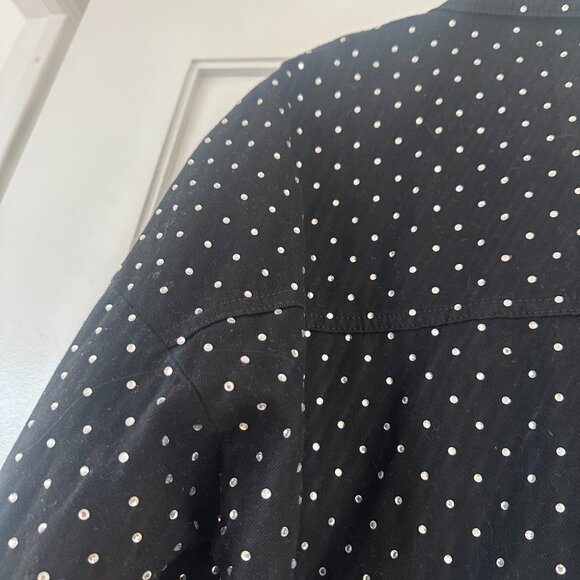 NWT Zara Button Up Shirt Black Denim Oversized Fit Rhinestone Appliques Allover - Picture 9 of 9